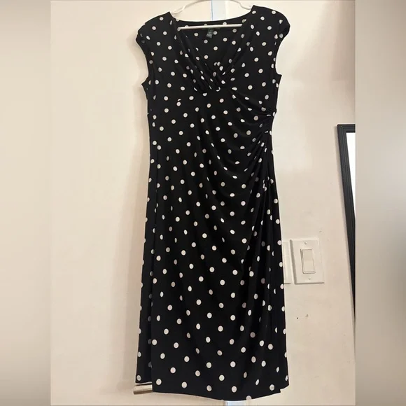 Elegant LAUREN Ralph Lauren Size 10 Polka Dot Black Dress Knee Length Side  Slit Ralph Lauren | Dresses | Elegant Lauren Ralph Lauren Size Polka Dot Black  Dress Knee Length Side Slit | Poshmark
